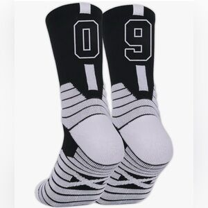 Custom Athletic Sports Socks #9 Player Crew Socks - Size Large